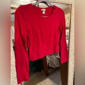 Bozzolo Red Fitted Crop Long Sleeve Tee